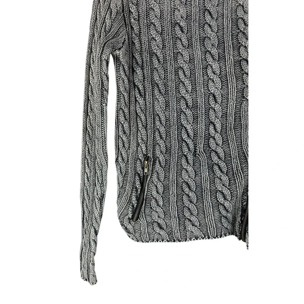 Tulle Women's Sweater M Chunky Cable Knit Fisherman Pullover Zipper Pockets - Picture 10 of 13